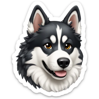  Black spotted brindle husky fluffy ears and holographic harness running sticker