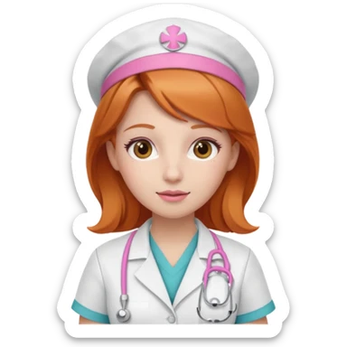 girly nurse with pink accessories and ginger hair sticker