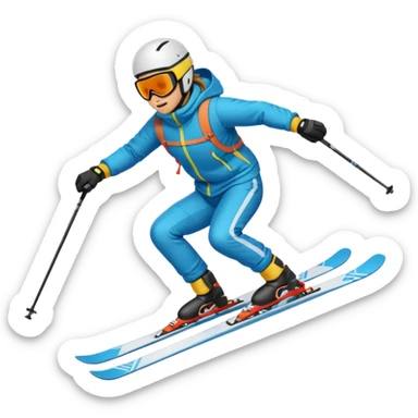ski resort with skier skiing downhill sticker