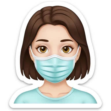 Face mask with brunette hair white skin girl sticker