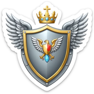 holy emblem with silver wings and shield in the middle sticker