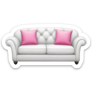 white sofa with a pink pillow sticker
