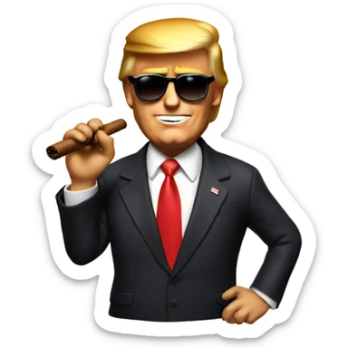 donald trump with sunglasses on and a cigar in his hand sticker