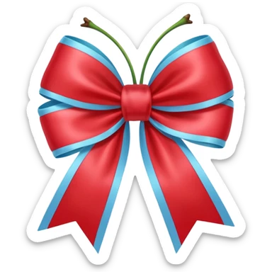 Pastel cherries with very thin very pale blue color bow ribbon soft kawaii style  sticker