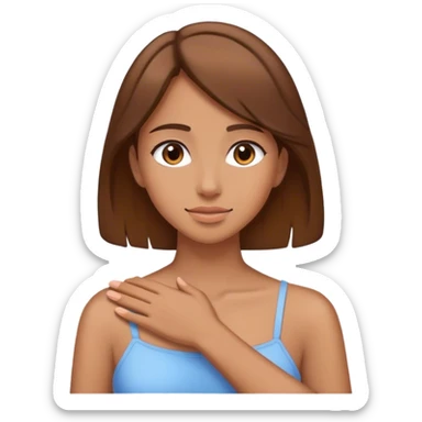 Young woman brown hair pat on the back sticker