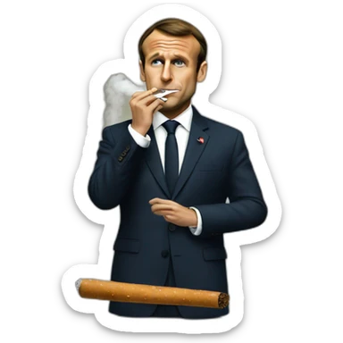 president macron smoking a spliff sticker