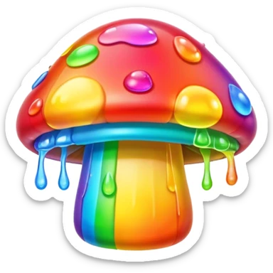 gummy neon rainbow melting mushroom  sticker