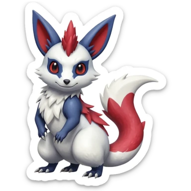 Scaly furry cute realistic painted smooth glossy Zangoose-Salandit-Minccino-Absol-fusion sticker