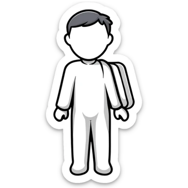 grey human silhouette frontal view with no facial features, no face, no eyes, no nose, no mouth, simple outline sticker
