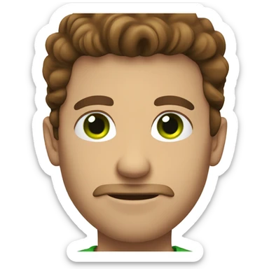 Brown haired man on toilet with green eyes sticker