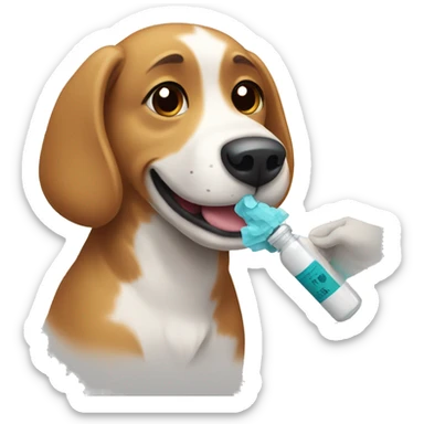 Dog receiving vaccine sticker