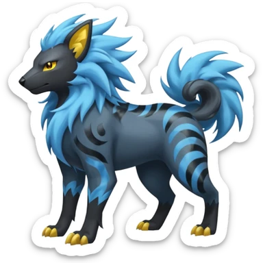 Storm-Grey Cloud-Swirled Heavy-Maned Thunder-Marked Electric Luxray-Manectric-hybrid-creature (full body) sticker