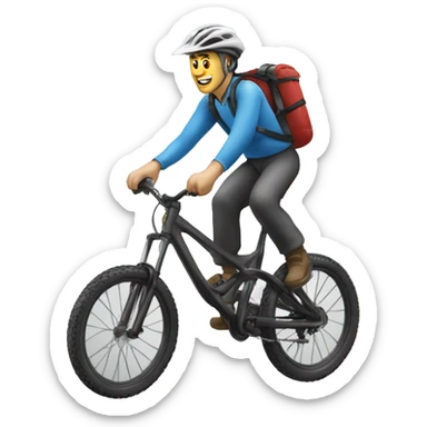 Un homme qui porte son VTT DH sticker