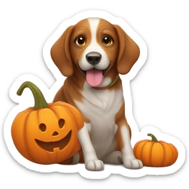 Fall dog in pumpkin sticker
