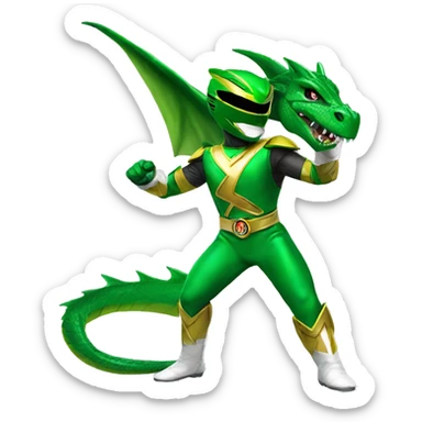 Green dragon power ranger sticker