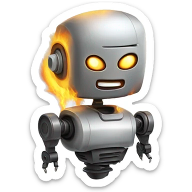 Robot electricity on fire sticker