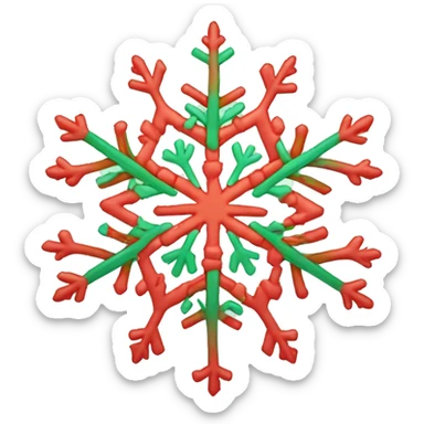 Intricate snowflake, soft glow, subtle red and green accents sticker