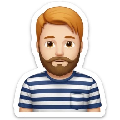 refree long hair and a beard but no moustache and wears a vertically striped t-shirt. sticker