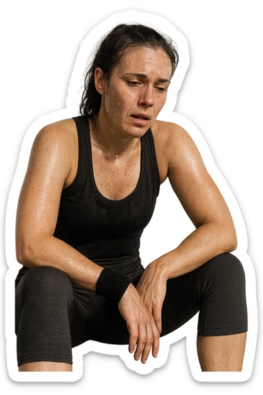 donna molto stanca dopo il workout sticker