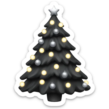 Black Christmas tree with grey lights and grey ornaments  sticker