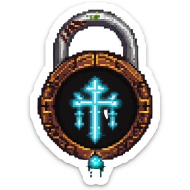 A fantasy magic lock with runes and glowing magical aura sticker