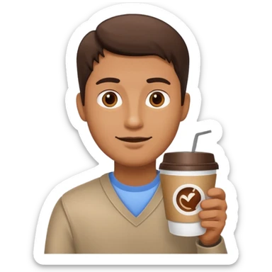 man, hold a take away cup of coffee sticker