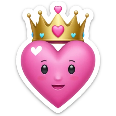 neon heart with a pink bow with heart pattern on the bow and a crown sticker