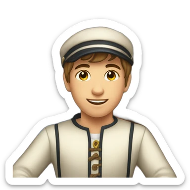 a fifteen-year-old boy at the helm of a schooner sticker