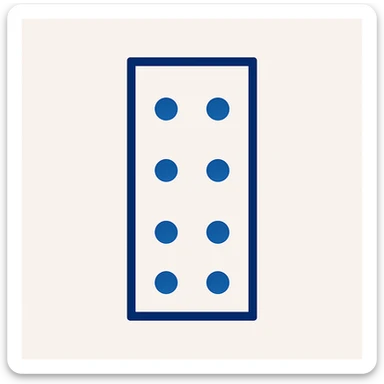 Remove any clouds from the image. Make the inside of the blue vertical rectangle white. Arrange the six blue dots in a 2x3 grid inside the rectangle. Maintain the original style and colors otherwise. sticker