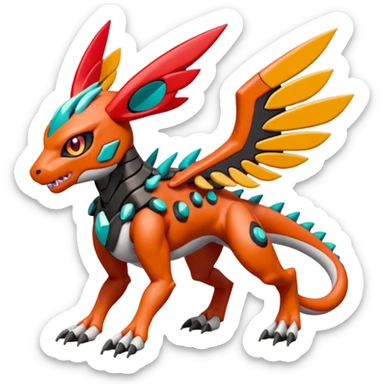 Meloetta-Guilmon-Wargreymon-Protogen-Pokémon-Digimon-Fakémon-fusion-hybrid-creature sticker