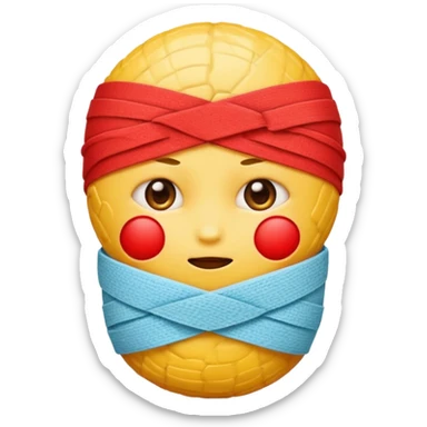 Yellow dizzy emoji with red bump on head and bandage sticker