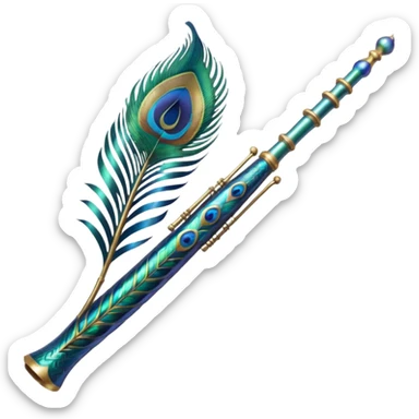 Peacock feather flute sticker