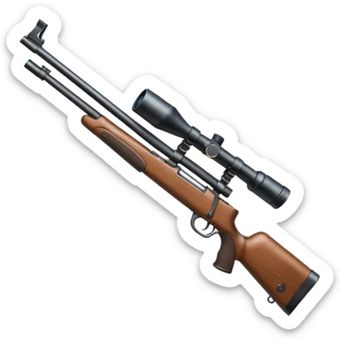 deer hunting bolt action rifle with a scope mounted to the top of the gun barrel and a sling attached properly to the underside of the gun sticker