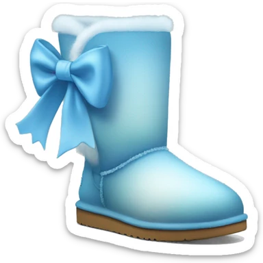 Realistic gradient light blue ugg boots with fur and light blue bow. sticker