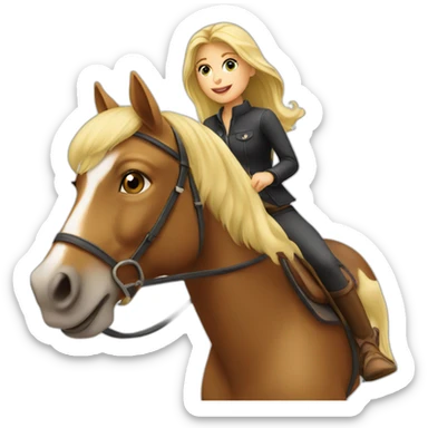 blonde girl riding a horse sticker