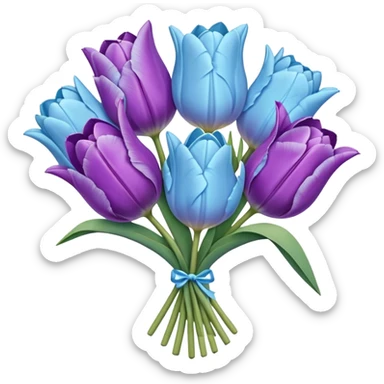 light blue and light purple tulip bouquet sticker