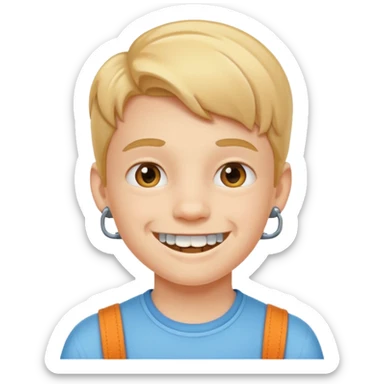 kid with braces sticker