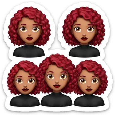 goth girl red hair cacheado médio pele parda, várias expressões  sticker