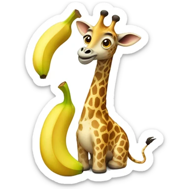Jirafa with a banana sticker