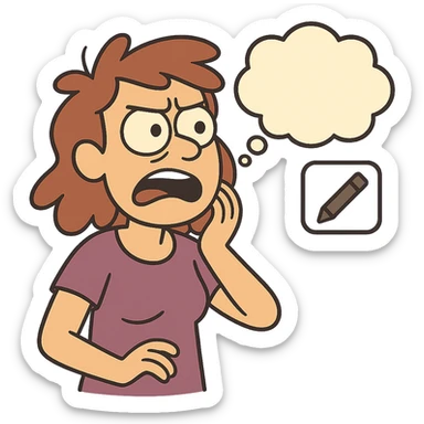 comic style speech bubble shaped like a cloud with a pen or pencil next to it representing a post caption as a comment cartoon style sticker