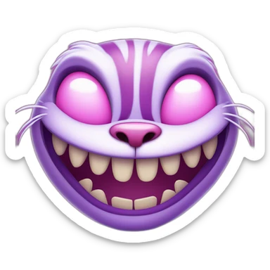 Cheshire Cat pink and purple cartoon lots of teeth  sticker