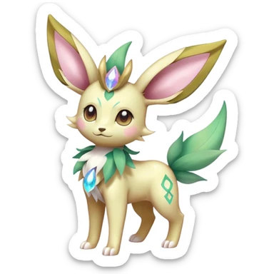 Shiny Cool Sparkly Cute Ethereal Leafeon-Sylveon-Fakemon-hybrid-fusion- full body sticker