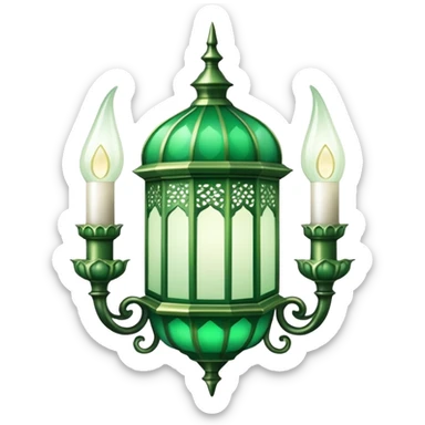 Rococo vintage style green white Ramadan lights sticker