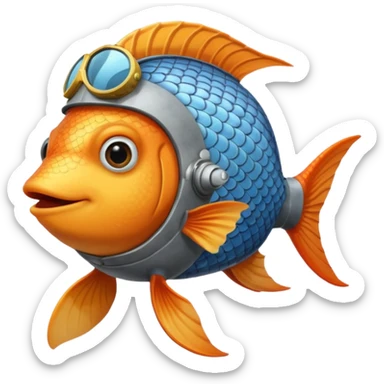 A fish wearing an airplane pilot’s helmet. sticker