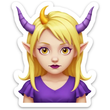  yellow hair girl with evil horns and purple dress sticker
