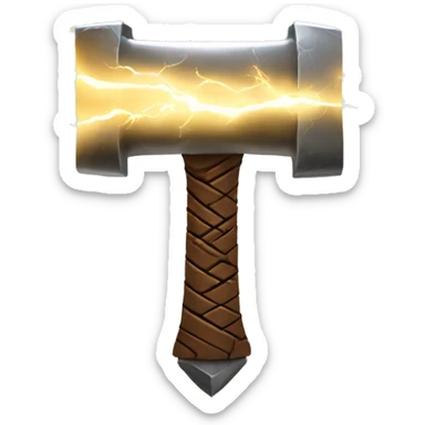 thor hammer with llighting strike but the lightning and the hammer should be golden and glow with a white effect sticker