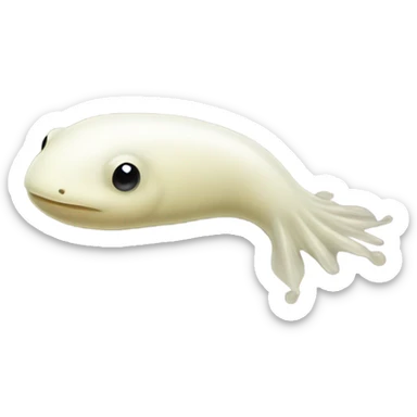 White fat tadpole with no limbs and long skinny tail sticker
