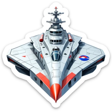 Gigantic Russian war cruiser spaceship with tricolor markings sticker