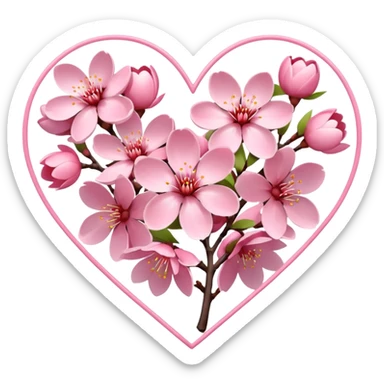 Heart of sakura blossom cherry flowers sticker