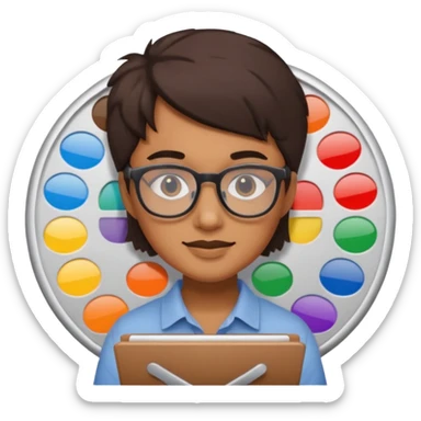 graphic designer with color palette sticker